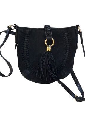 Ralph Lauren Black Suede Tassel Crossbody Bag
